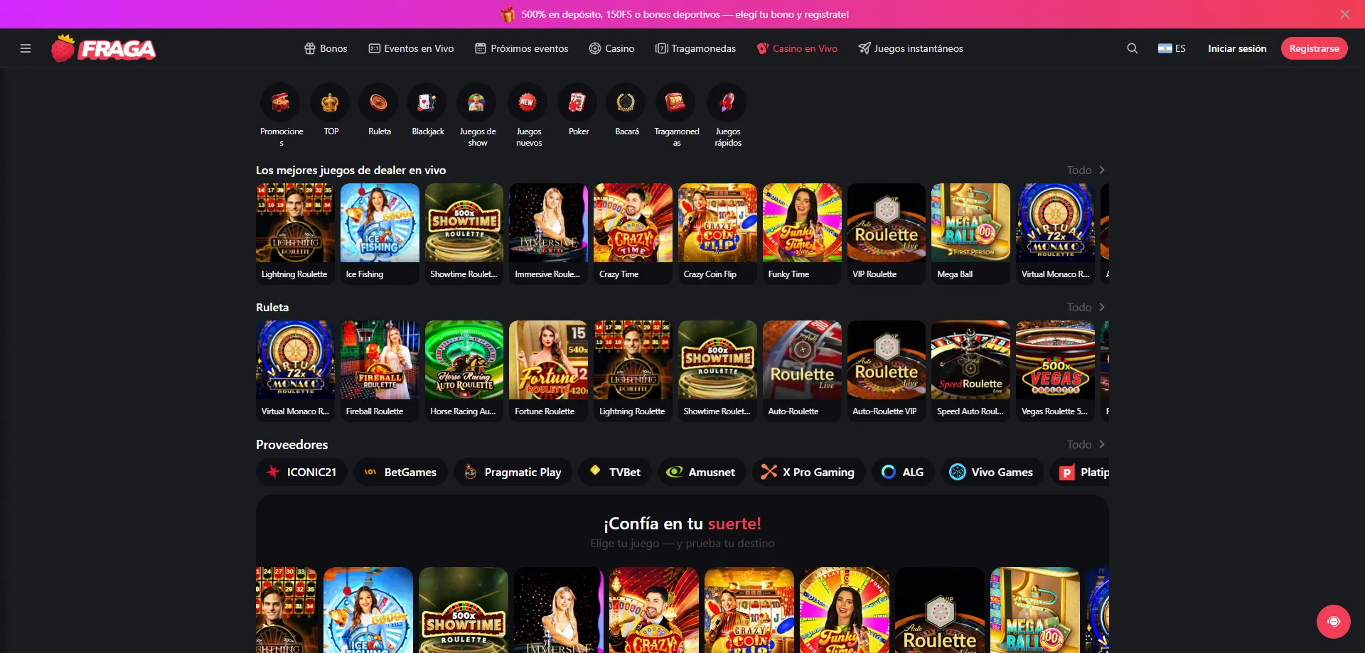Mesa de blackjack en vivo de Fraga Casino con dealer profesional