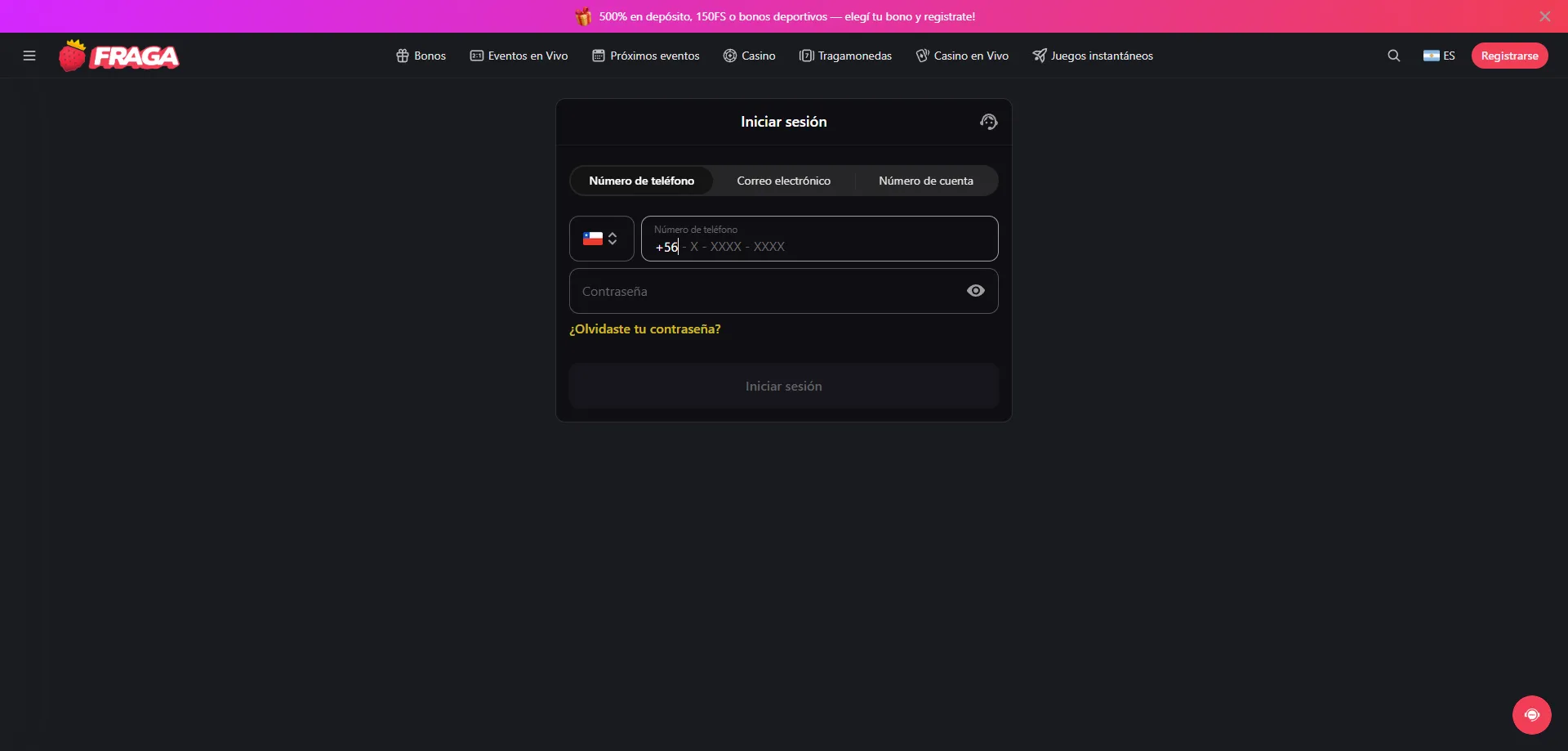 Acceso a cuenta Fraga Casino — soluciona problemas con tu código promo
