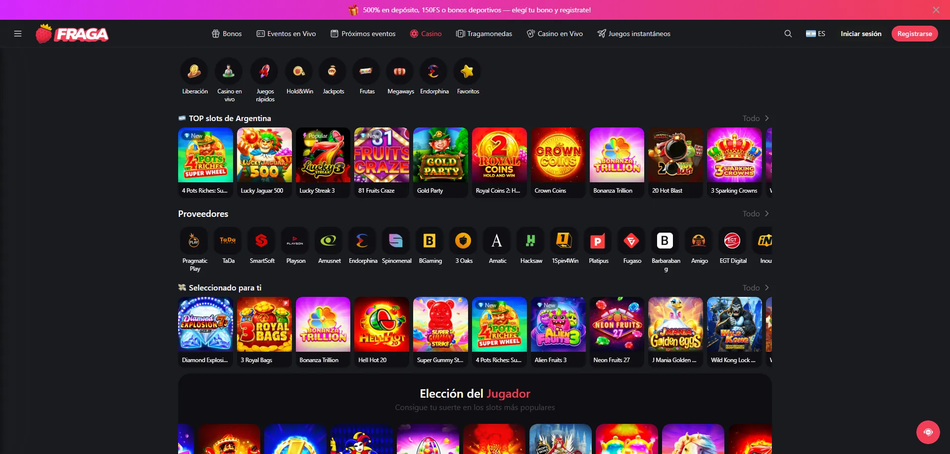 Tragamonedas en Fraga Casino &mdash; m&aacute;s de 6.000 t&iacute;tulos disponibles